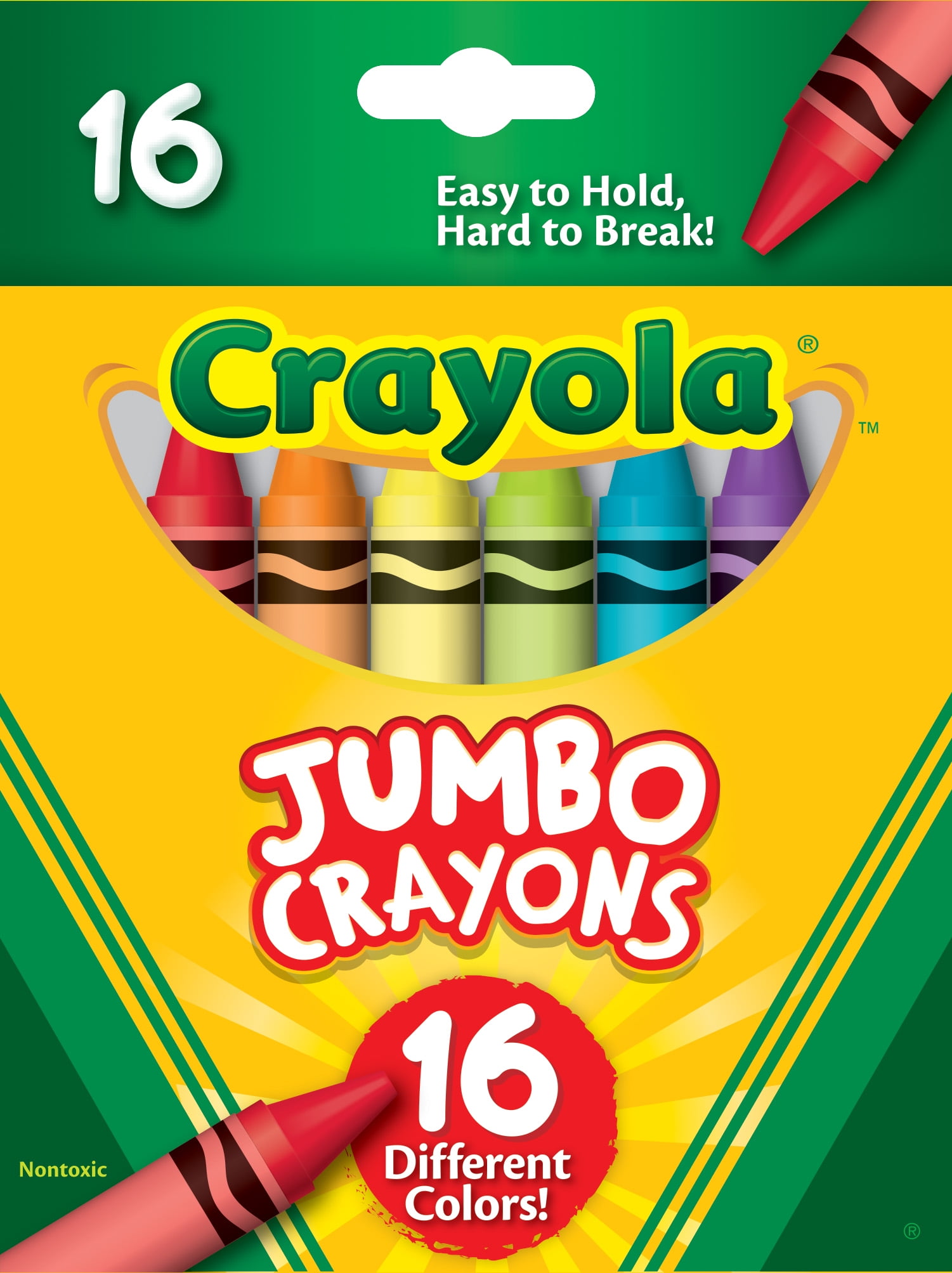 Walmart discounts of Crayola Jumbo Crayons 16 Ct, Classic Assorted Box for Beginners, Toddler School Supplies