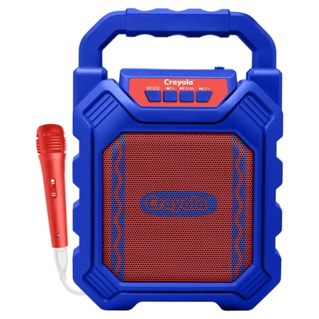 Crayola Portable Bluetooth Karaoke Speaker with FM Radio and Wired Microphone, CBX210M, Blue