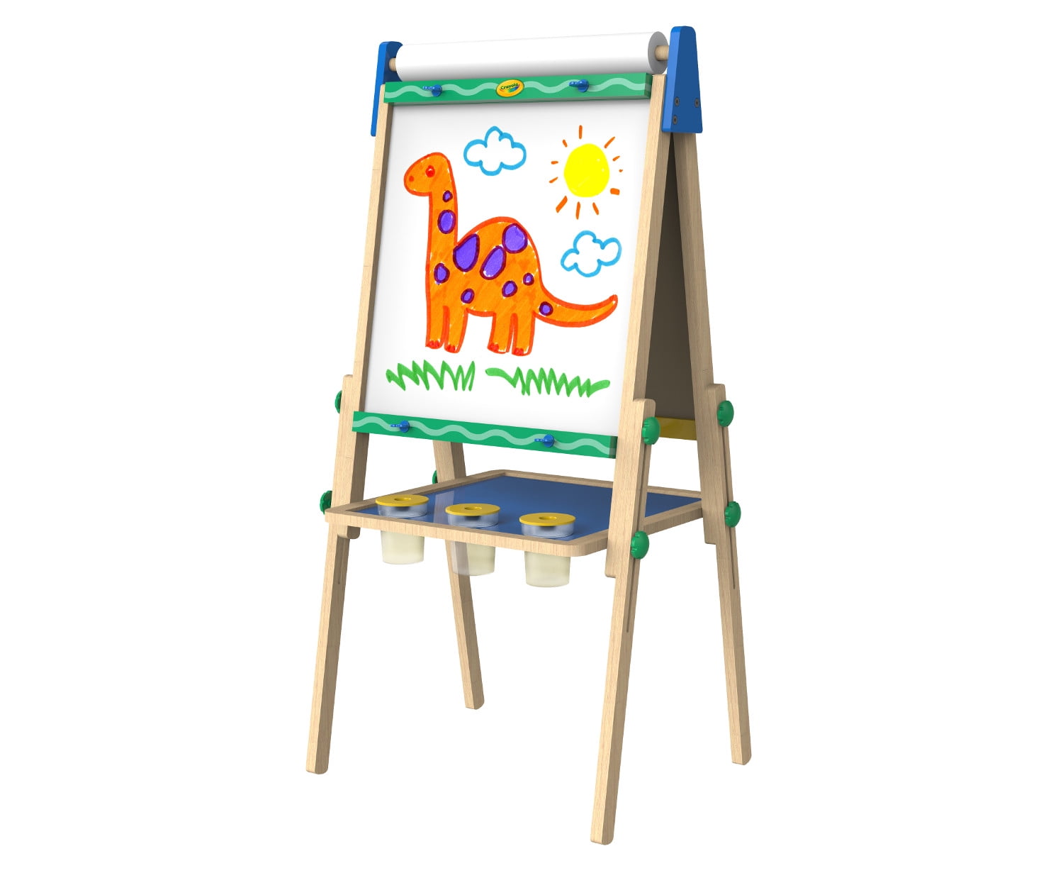 Crayola Kids Dual Sided Wooden Art Easel with Chalkboard and Dry