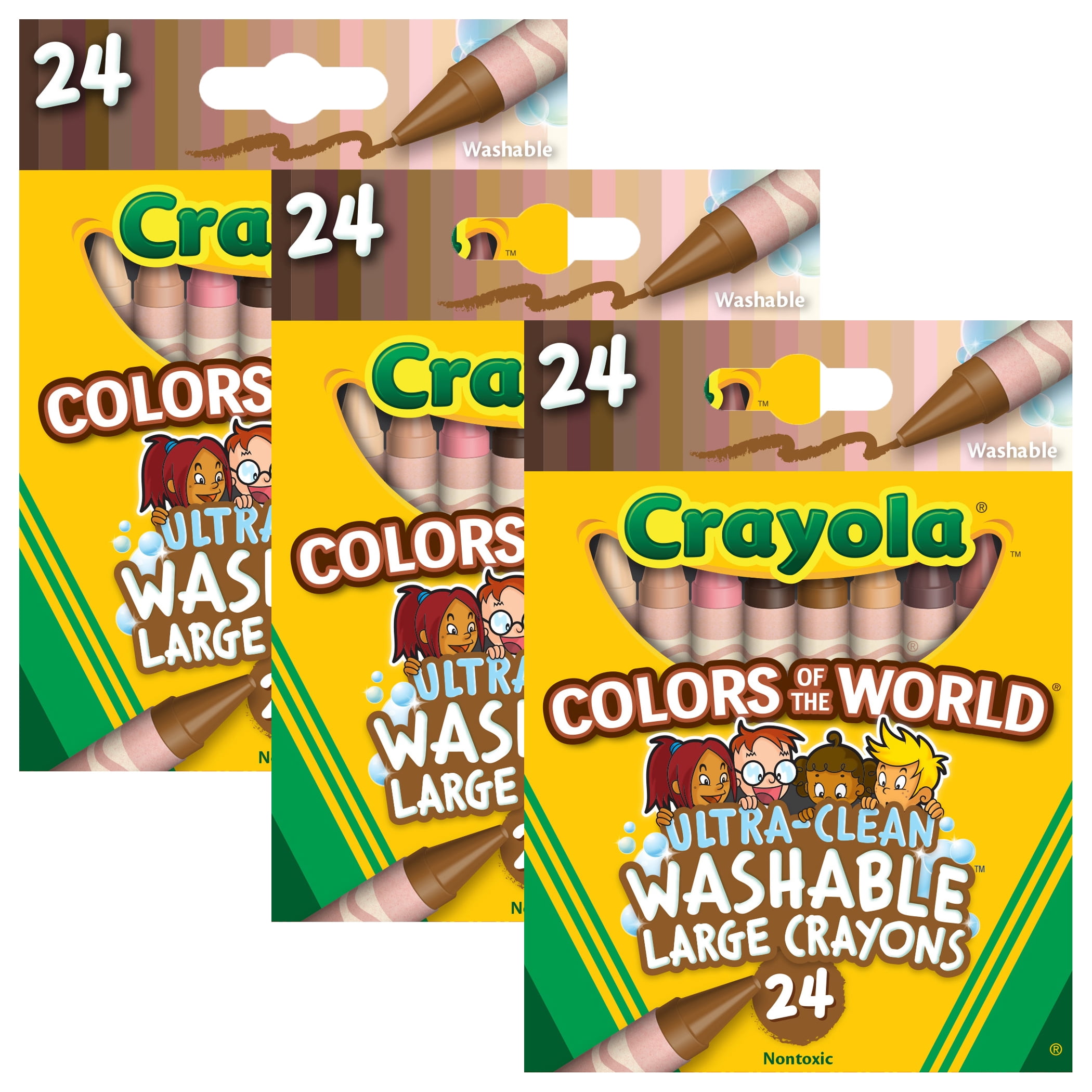 Crayola Large Crayons, Colors of the World, 24 Per Box, 3 Boxes
