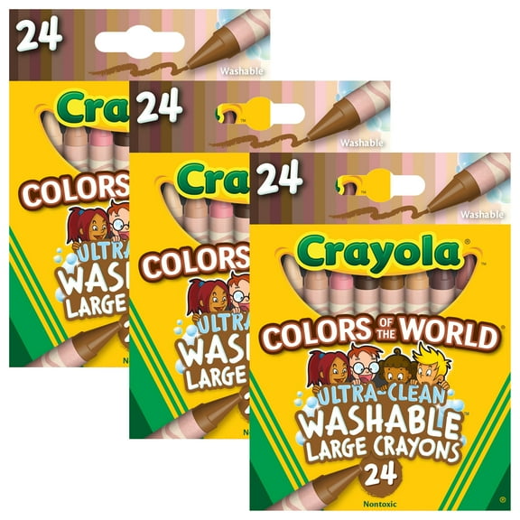 Crayola Large Crayons, Colors of the World, 24 Per Box, 3 Boxes