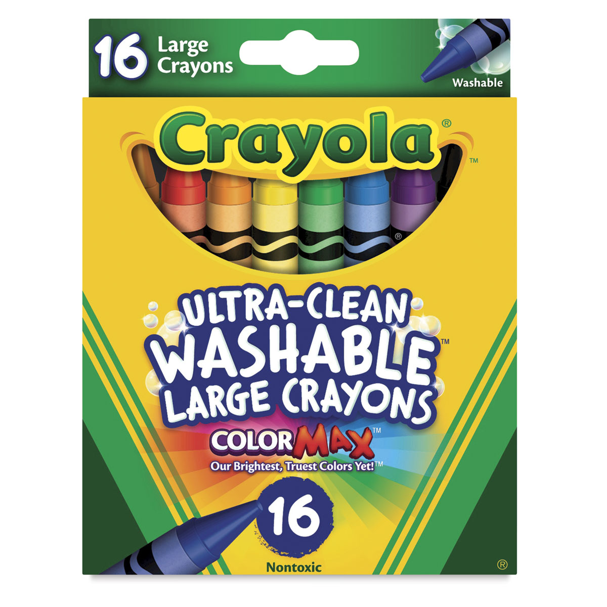 Crayola Large Washable Crayons, 16 Ct, School Supplies for Kindergarten, Toddler Crayons - image 1 of 4