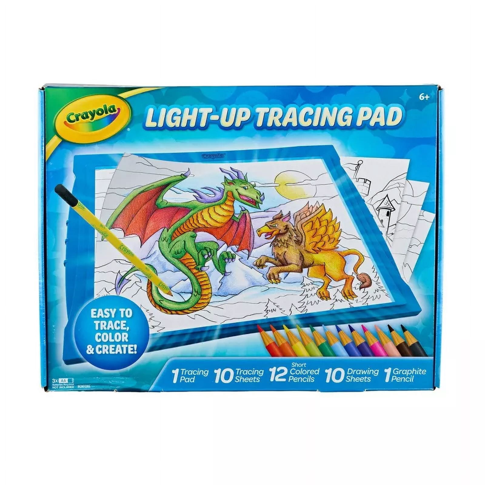 Crayola® Light-Up Tracing Pad – Blue, 35+ Art Supplies, Tracing Sheets ...