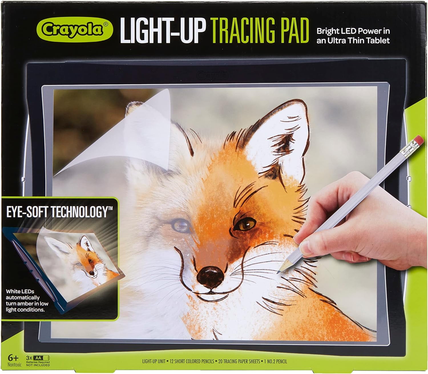 Crayola Light Up Tracing Pad with Night Mode and Colored Pencil Set, Gift, Ages 6, 7, 8, 9, 10