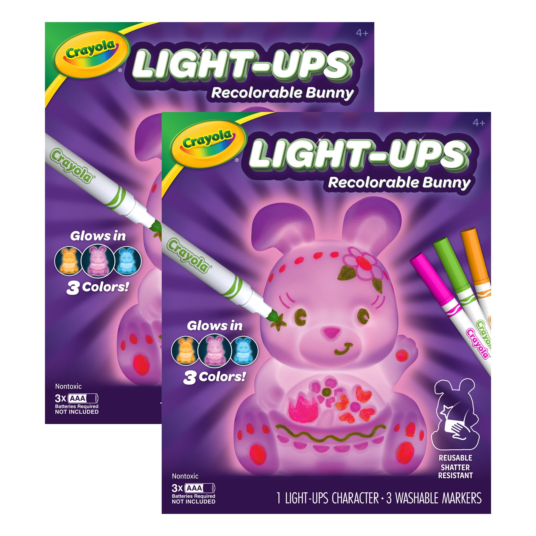 Crayola Light-Ups Recolorable Bunny with Markers, Pack of 2