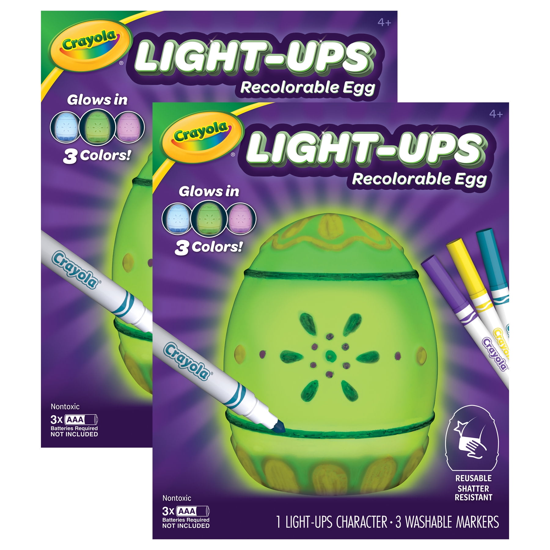 Crayola Light-Ups Recolorable Egg with Markers, Pack of 2