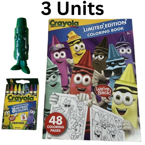 Crayola Limited Edition Crayons Set 8 Retired Colors + Green Sharpener & Coloring Book