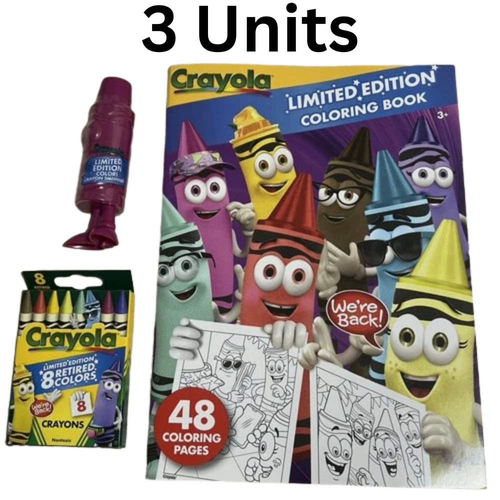 Crayola Limited Edition Crayons Set 8 Retired Colors + Mulberry Sharpener & Coloring Book