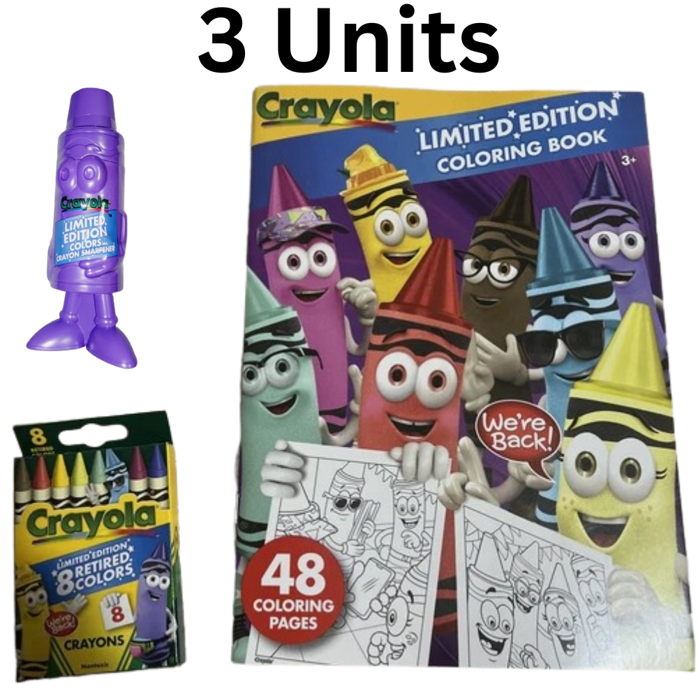 Crayola Limited Edition Crayons Set 8 Retired Colors + Purple Sharpener & Coloring Book