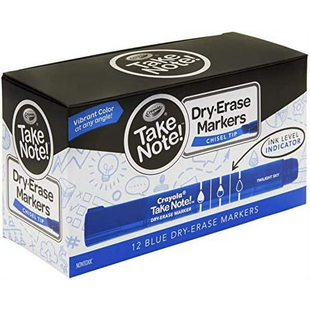 Crayola Low Odor Dry Erase Markers, Blue Chisel Tip, Office & School