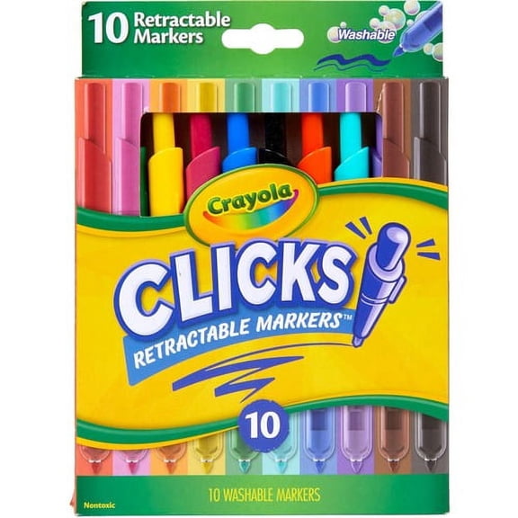 Crayola Marker, Retractable, Washable, Assorted Ink, Water Based, Assorted Plastic Barrel (58-8370) | 2 Packs (20 Total)