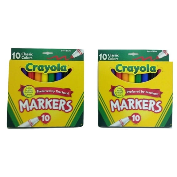 Crayola Markers, Broad Point, Assorted Colors, 10 Count (2 Value Pack)