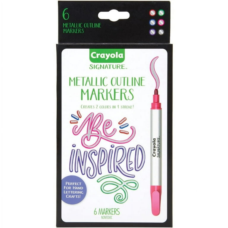 CRAYOLA Metallic Outline Paint Markers, Assorted Colors, 6 Count 