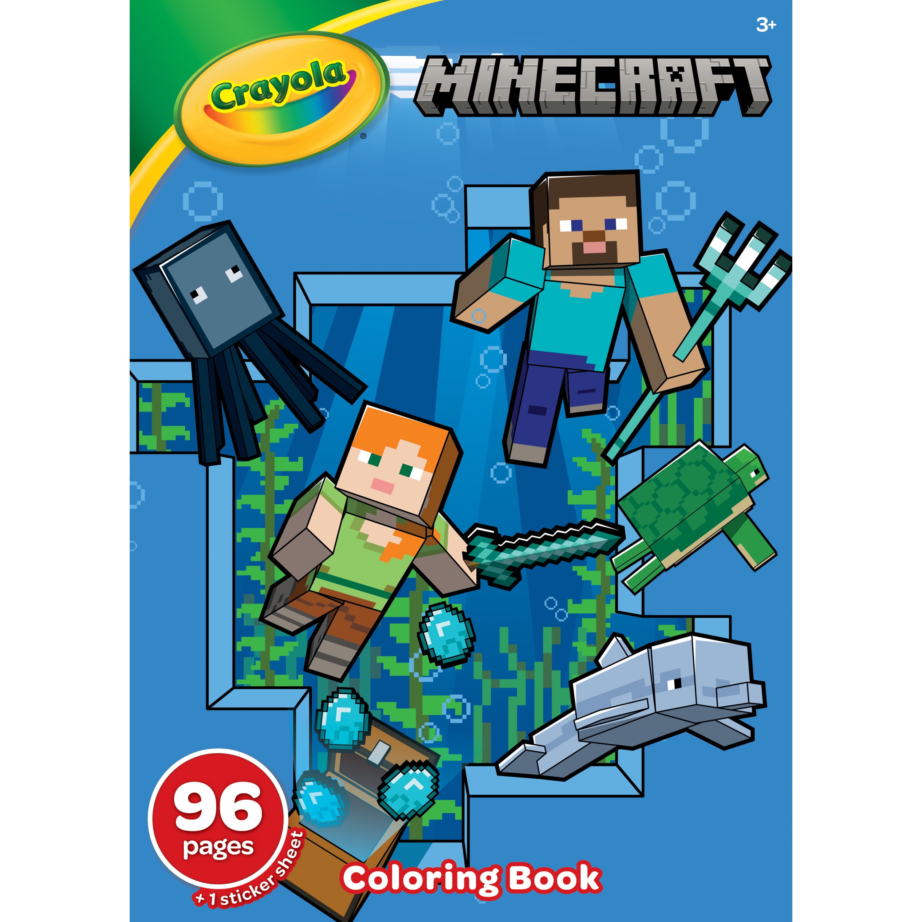 Crayola Minecraft Coloring Book with Stickers, 96 Coloring Pages ...