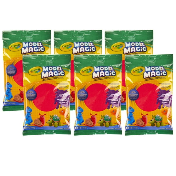 Crayola Model Magic Modeling Compound Dough, Red, 4 oz Packs, 6 Packs