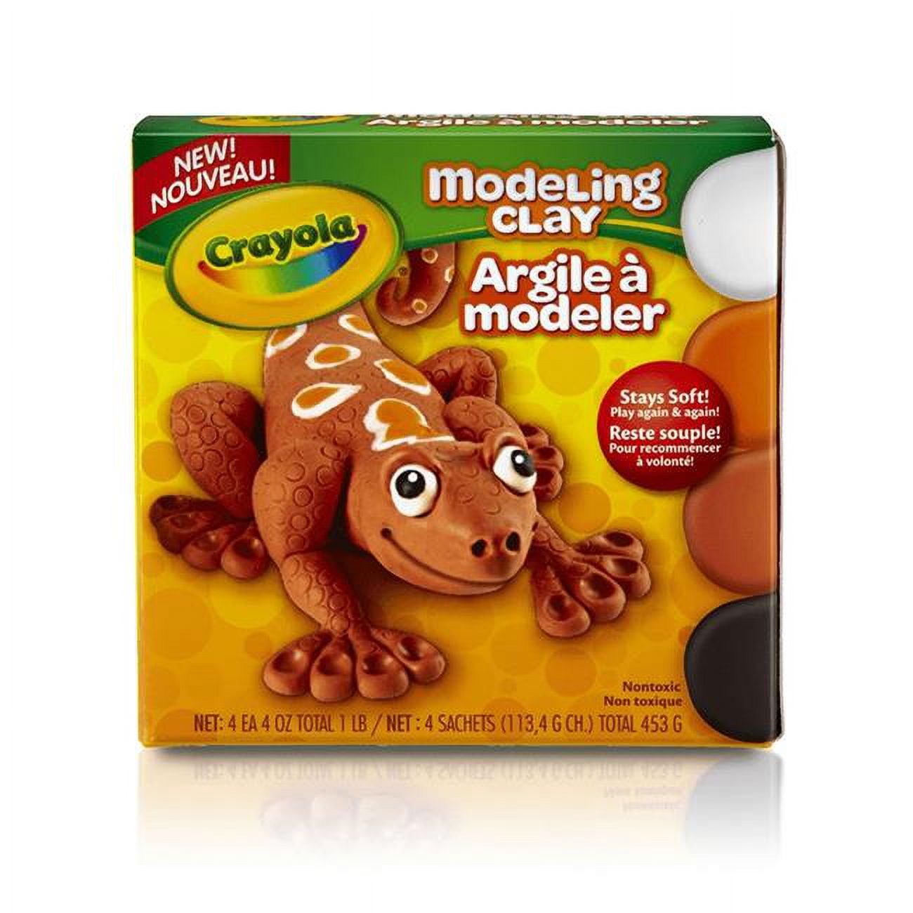 Crayola Modeling Clay Assortment, Black - White - Orange & Brown - 1 lbs