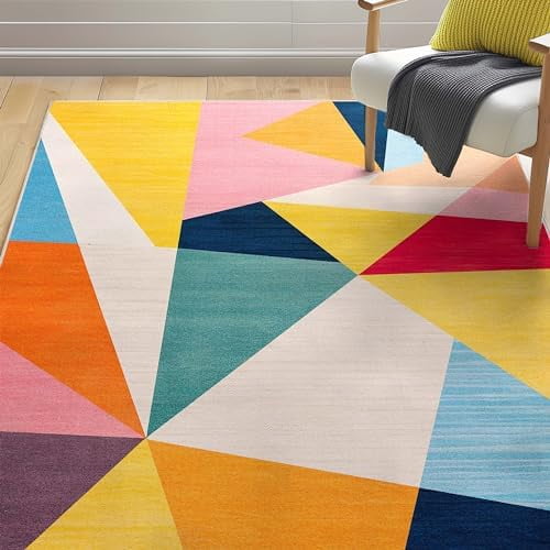 Crayola Modern Shapes Festival 5' x 7' Area Rug - Vibrant Multi Color ...