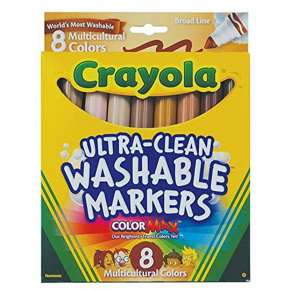 Crayola Multicultural Colors Broad Line Washable Markers, Art Tools 8 Count 2 Packs Of 8