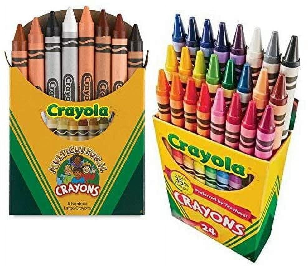 Crayola Multicultural Crayons Assorted, Non-Toxic Box of 8, Bundled with A Box of 24