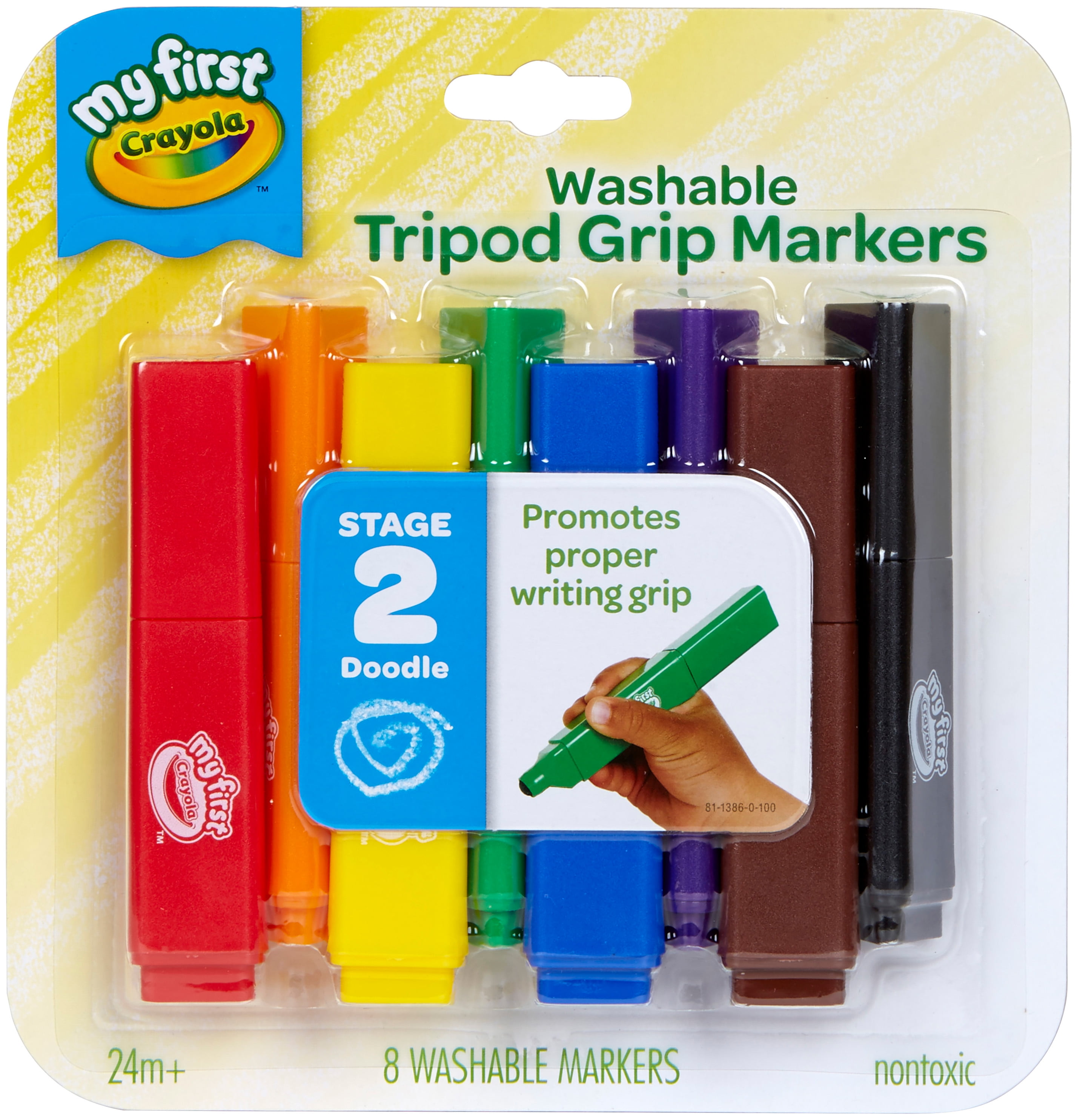 Crayola My First Tripod Grip Toddler Washable Markers, Child, 8 Pieces