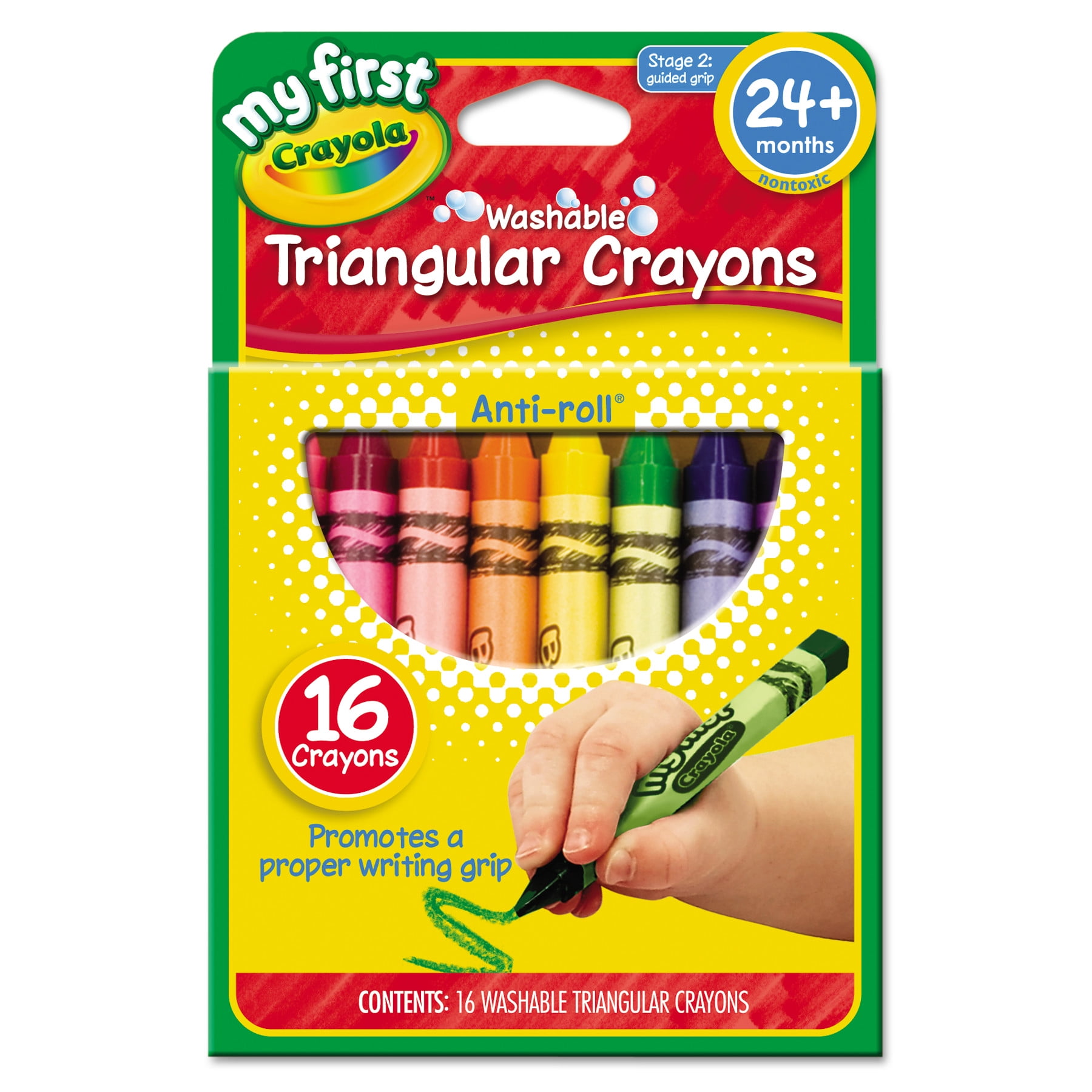 Crayola My First Washable Triangular Crayons, Wax,16 Count 