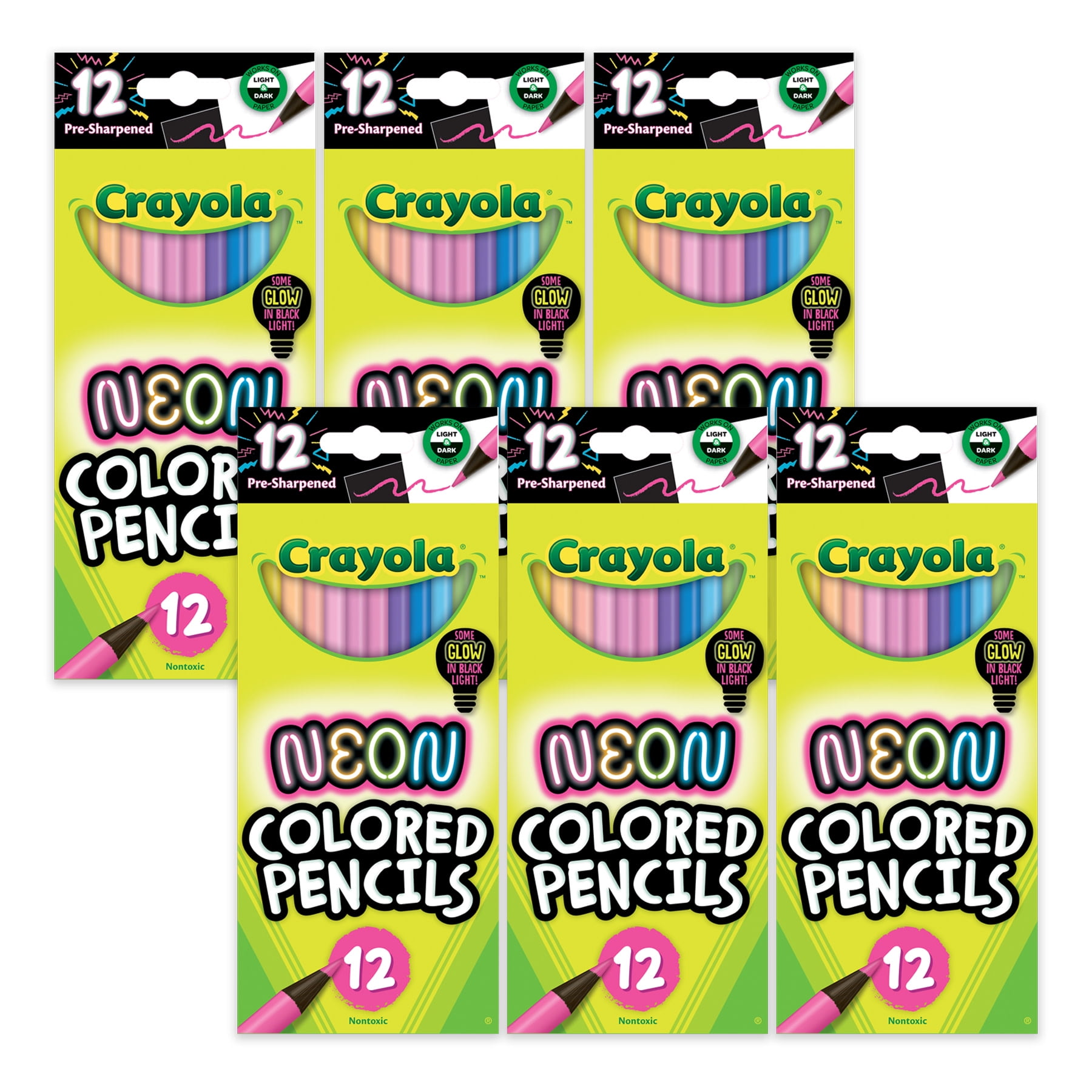 Crayola Neon Colored Pencils, 12 Per Pack, 6 Packs - Walmart.com