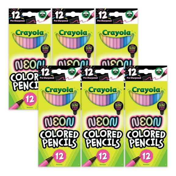 Crayola Neon Colored Pencils, 12 Per Pack, 6 Packs