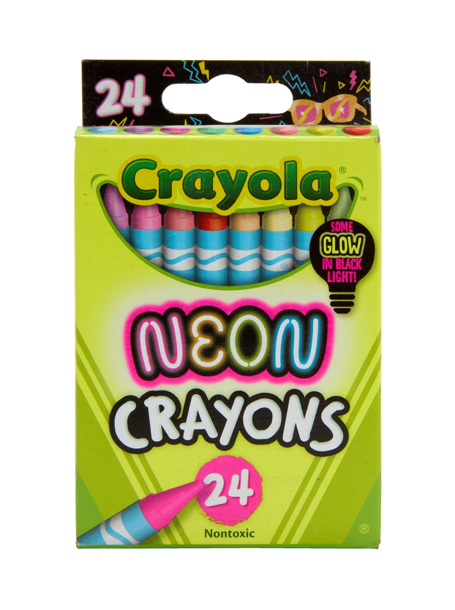 Crayola Neon Crayons for Kids 24 Ct, Includes 16 Glow in the Dark Colors, Kids Art Supplies, Gift for Girls & Boys, Ages 3+