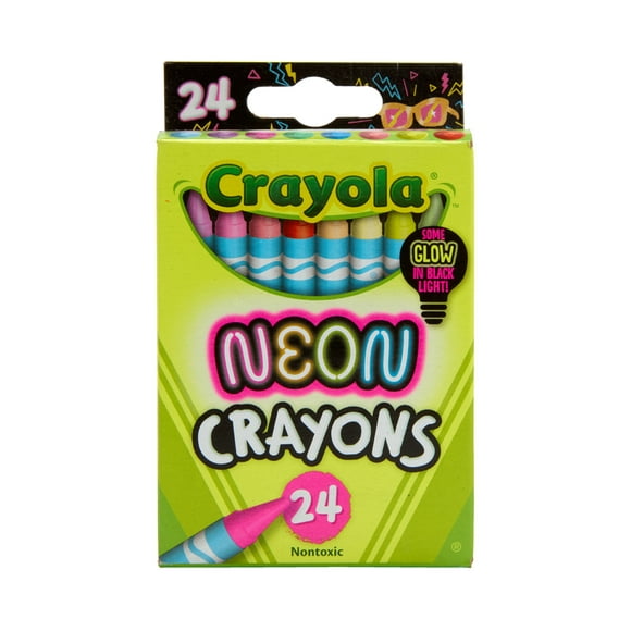 Crayola Neon Crayons for Kids 24 Ct, Includes 16 Glow in the Dark Colors, Kids Art Supplies, Gift for Girls & Boys, Ages 3+