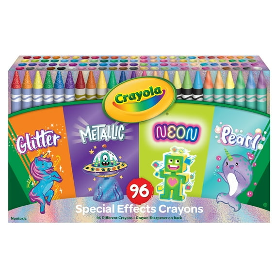 Crayola Neon, Metallic, Pearlescent & Glitter Crayons (96 Count)