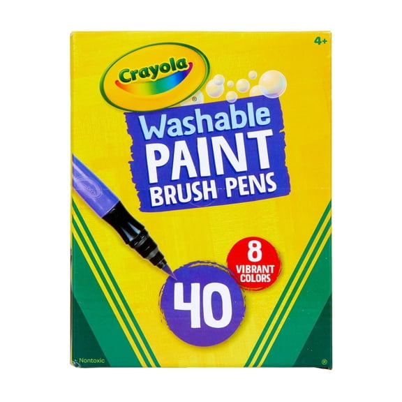 Crayola No-Drip Paint Brush Pens, Paint Set, 40 Ct, School Supplies, Arts and Crafts, Gift for Kids & Teens, Ages 3+