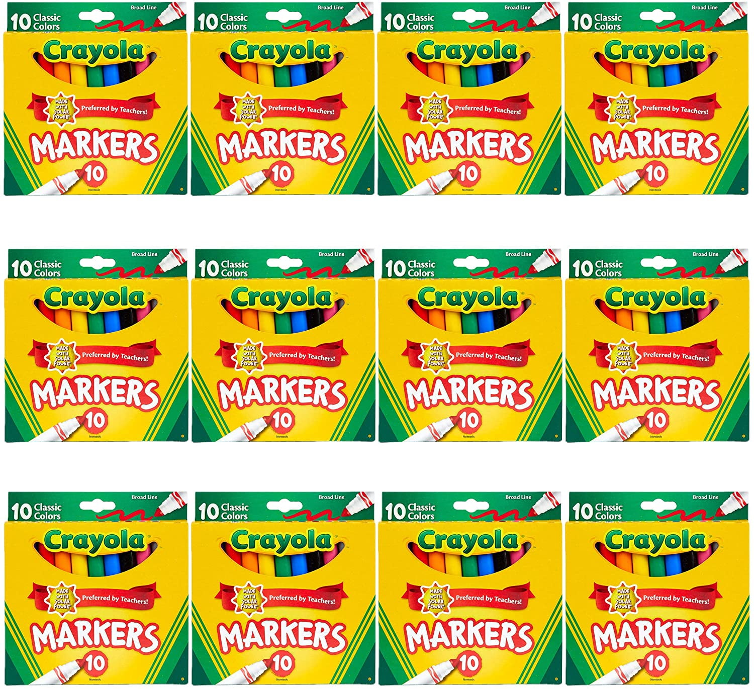 Crayola Non-Toxic Broad Line Markers, 10 Count, 12 Packs