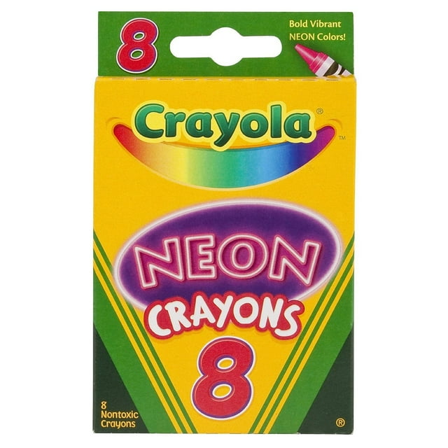 Crayola Non-Toxic Crayon, Assorted Neon Color, Pack Of 8