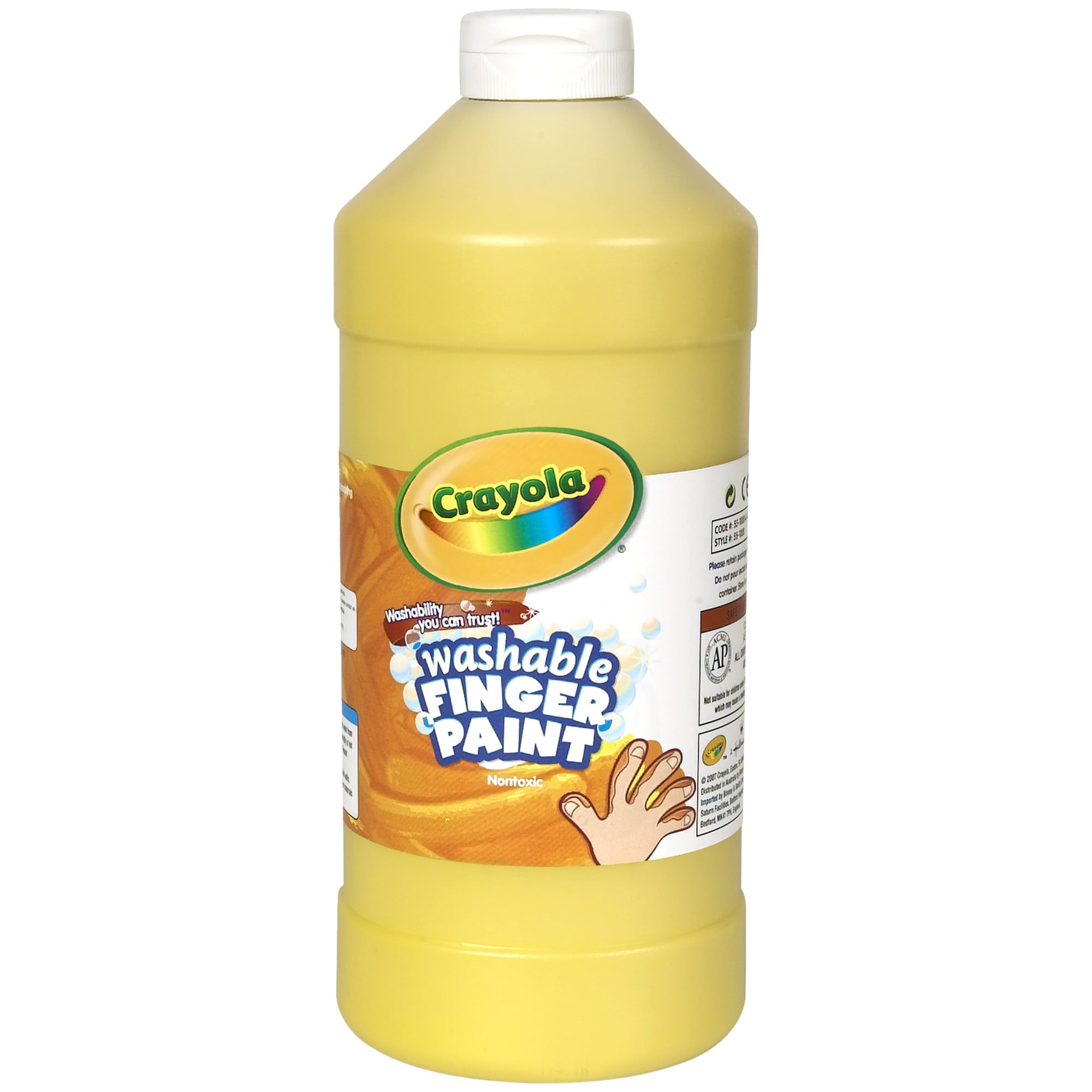 Crayola NonToxic Washable Finger Paint, 1 Quart Squeeze Bottle, Yellow