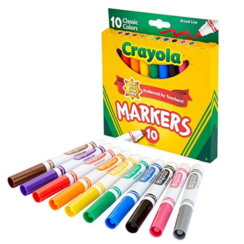 Crayola Original Marker Set, Fine Line, Assorted Classic Colors, 10