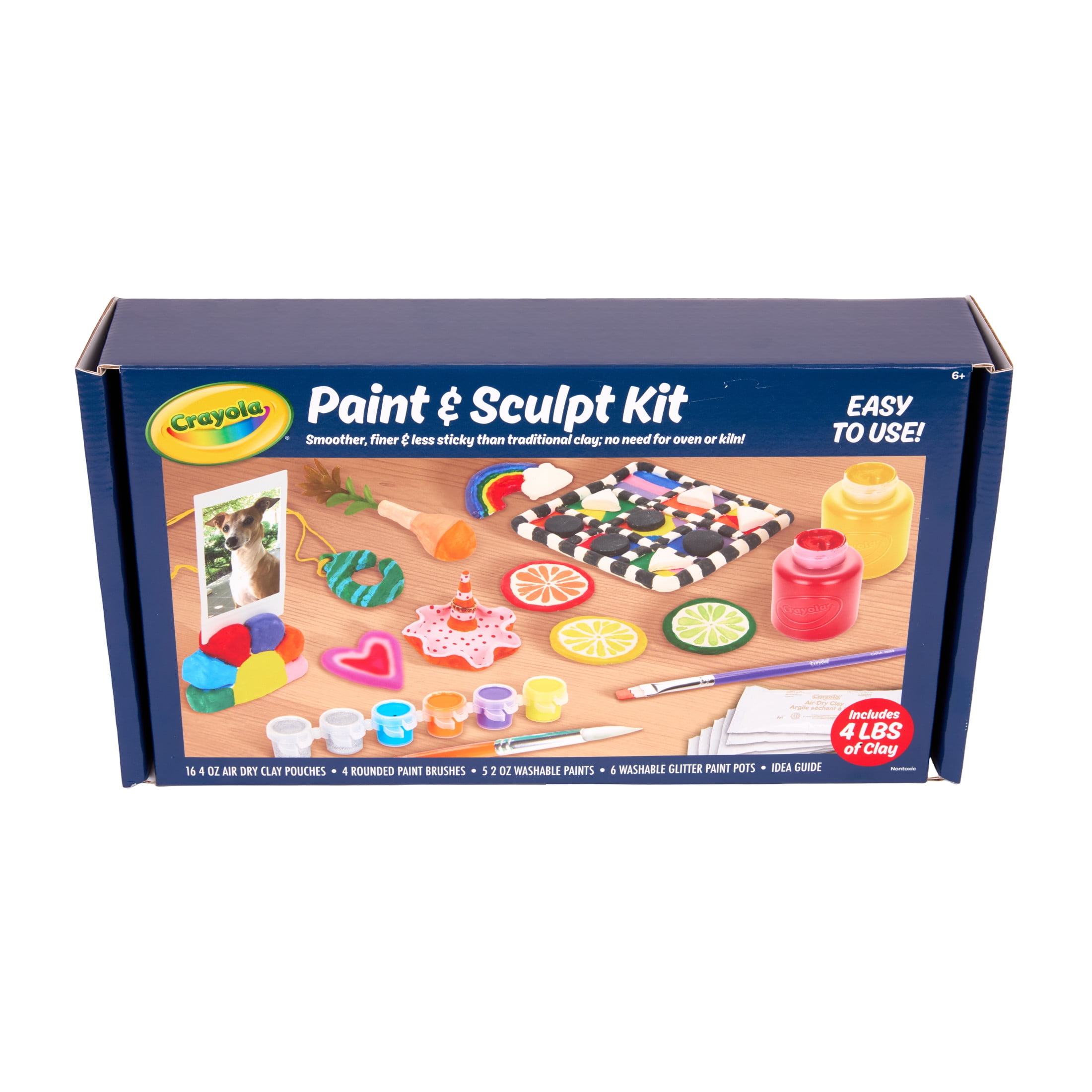 Crayola Paint and Sculpt, 32ct, Air Dry Clay and Washable Kids Paint, Holiday Arts and Crafts Kit, Creative Activity Set, Christmas Gifts, Ages 5, 6, 7, 8
