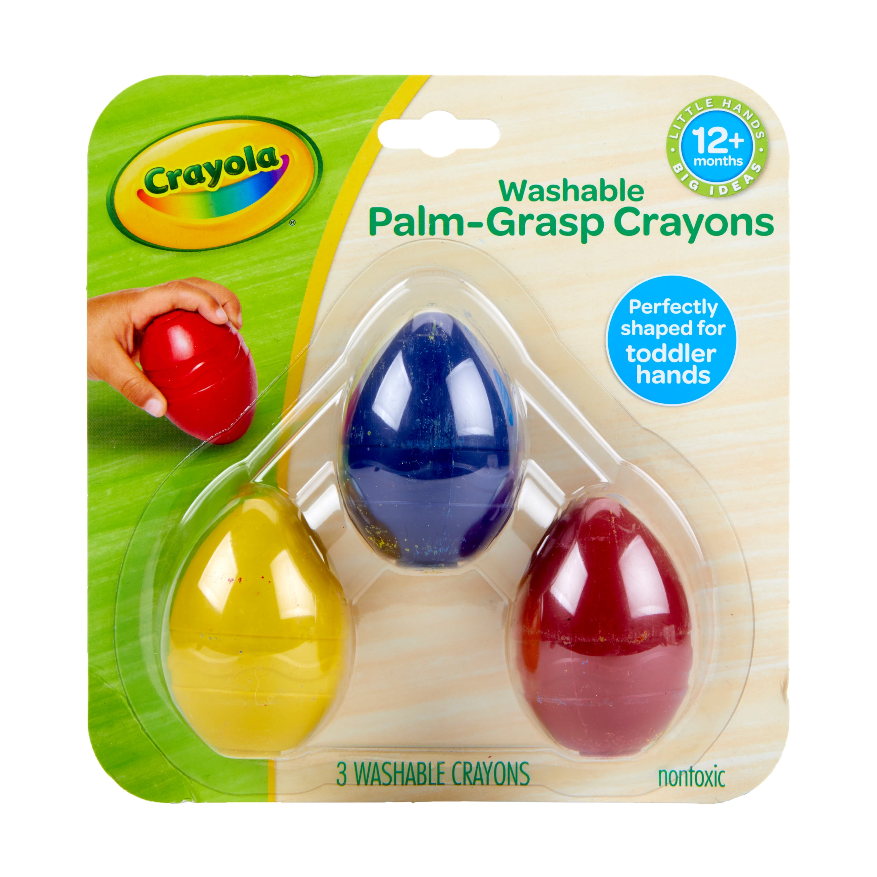 Crayola Palm Grasp Crayons, Egg Crayons, Coloring Gift for Toddlers, 3 Count Adaptive Crayons
