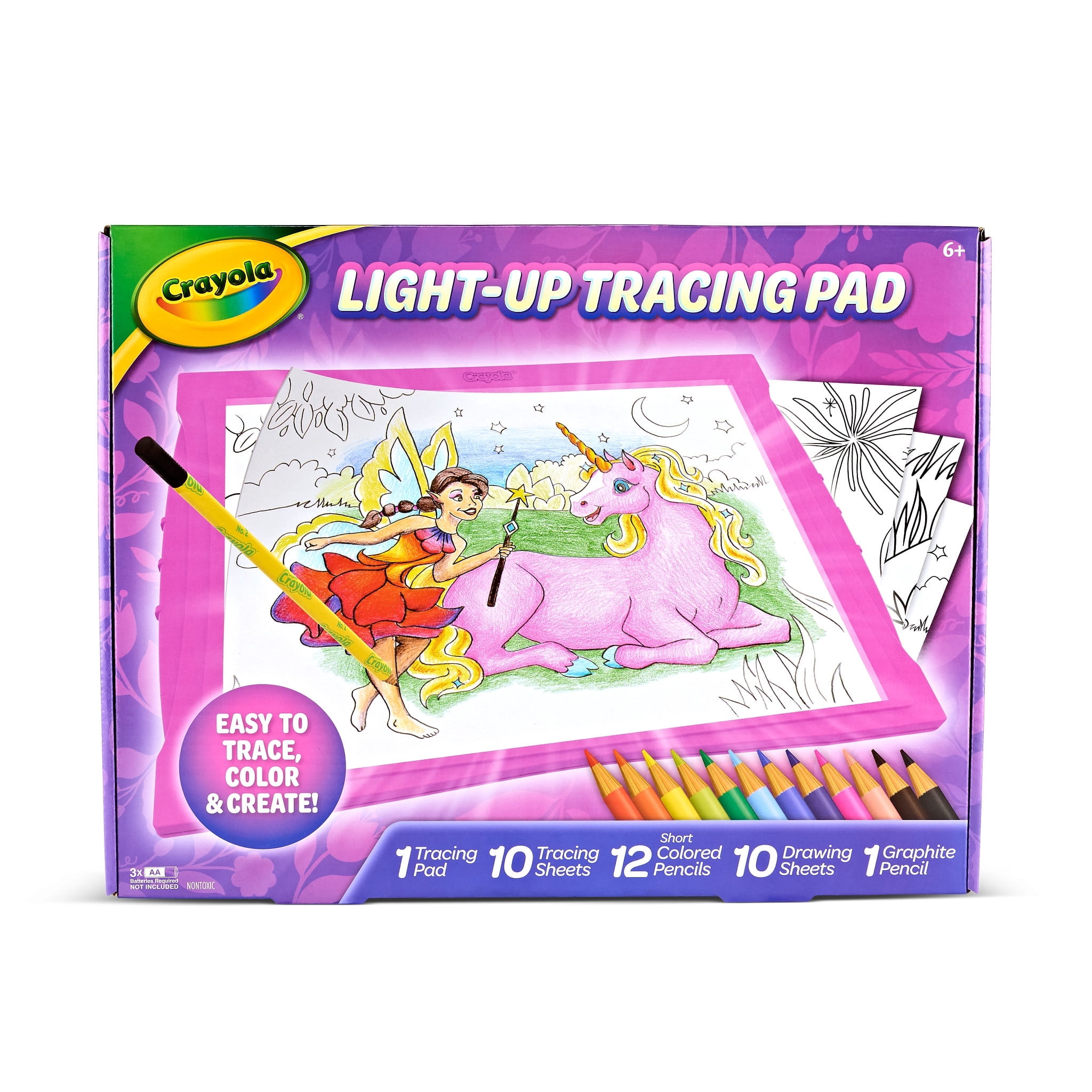 Crayola Light-Up Tracing Pad, Pink, Colored Pencils, Learn How to Draw, Arts & Craft Supplies, Toy Gift for Kids & Artists, Ages 6, 7, 8, 9