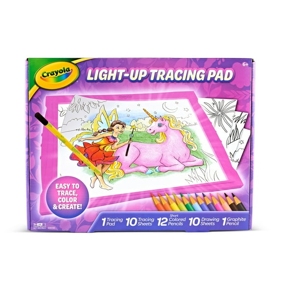 Crayola Light-Up Tracing Pad, Pink, Colored Pencils, Learn How to Draw, Arts & Craft Supplies, Toy Gift for Kids & Artists, Ages 6, 7, 8, 9