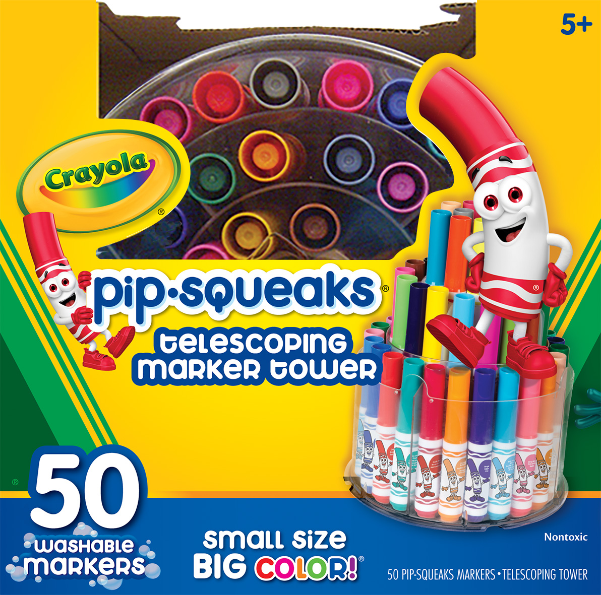 Crayola Pip Squeaks Marker Tower, Assorted Colors, 50 Washable Markers, Toys for Kids - image 1 of 6