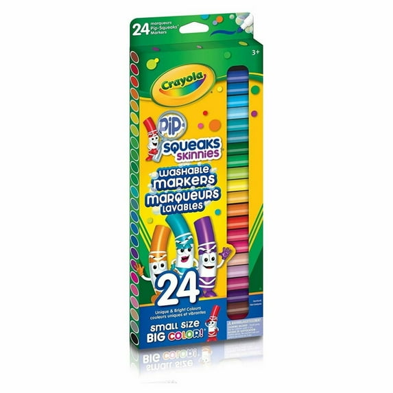 Crayola Pip-Squeaks Skinnies Fine Line Washable Markers, 24 Count