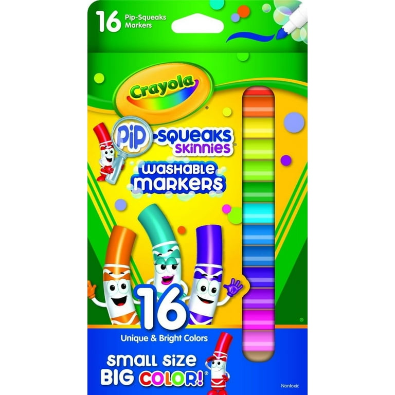 Crayola 6CT Basic Skinny Pip Squeak Markers, Washable Non Toxic Markers,  Thick Markers, Gift for Boys Girls, Kid, Arts and Crafts, Christmas 