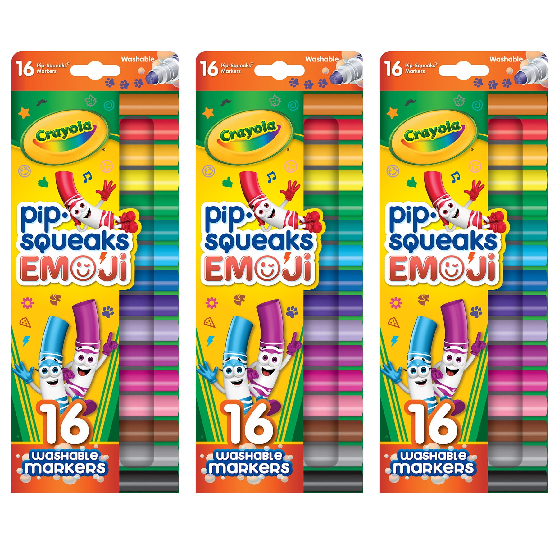 Crayola Pip Squeaks Stamper Markers, 16 Per Pack, 3 Packs