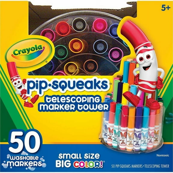 Crayola Pip-Squeaks Telescoping Marker Tower, Assorted Colors, 50 Count