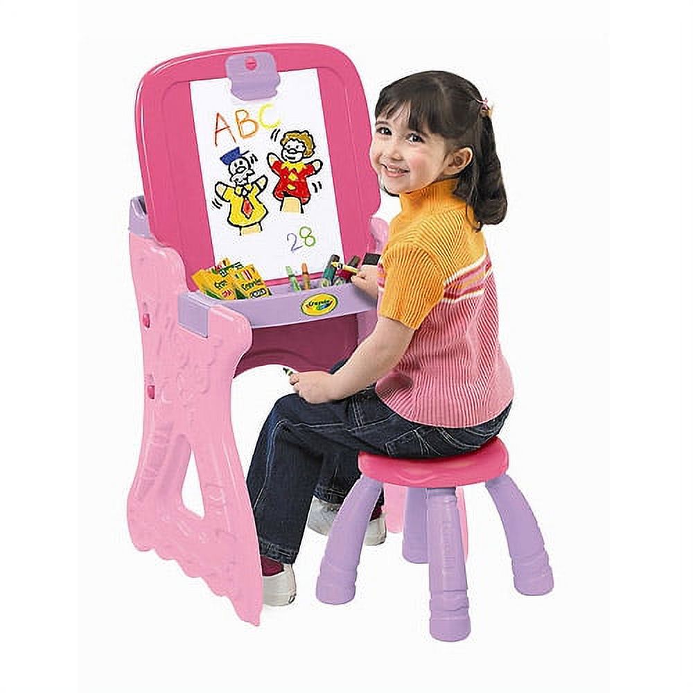 Crayola Play 'N Fold 2-in-1 Art Studio Easel Desk And Stool Set (Pink, Purple) - image 1 of 3