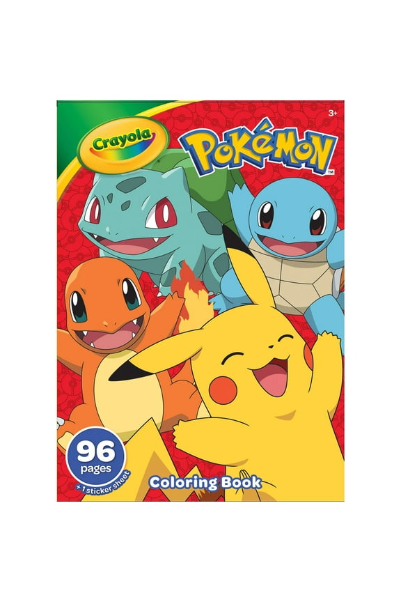 Pokemon Coloring Book with Stickers, 96 Pgs, Easter Basket Essentials, Arts and Crafts, Travel Activity, Pokemon Gift for Kids, Ages 3+