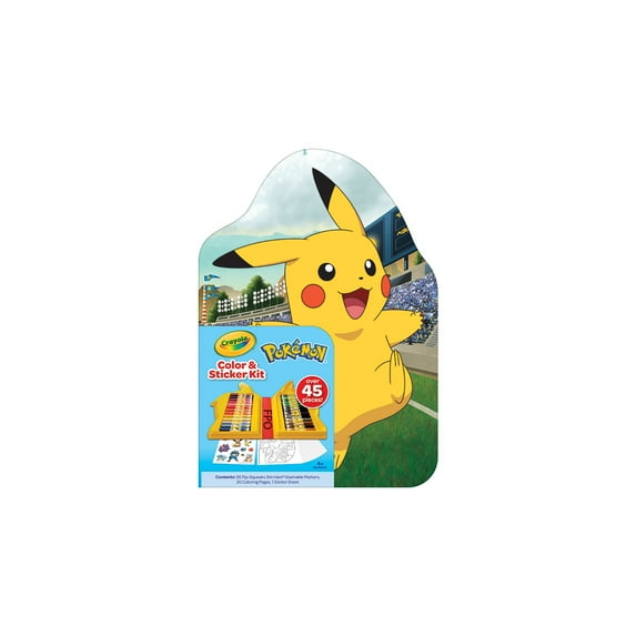 Crayola Pokemon Art Kit for Kids (45pcs), Coloring Book and Stickers, Travel Activity, Pokemon Toys & Gifts for Kids