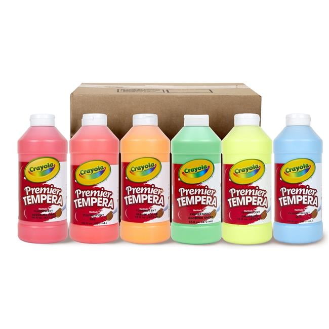 Crayola BIN542106 Premier Tempera Fluorescent Paint Bundle - 6 Count