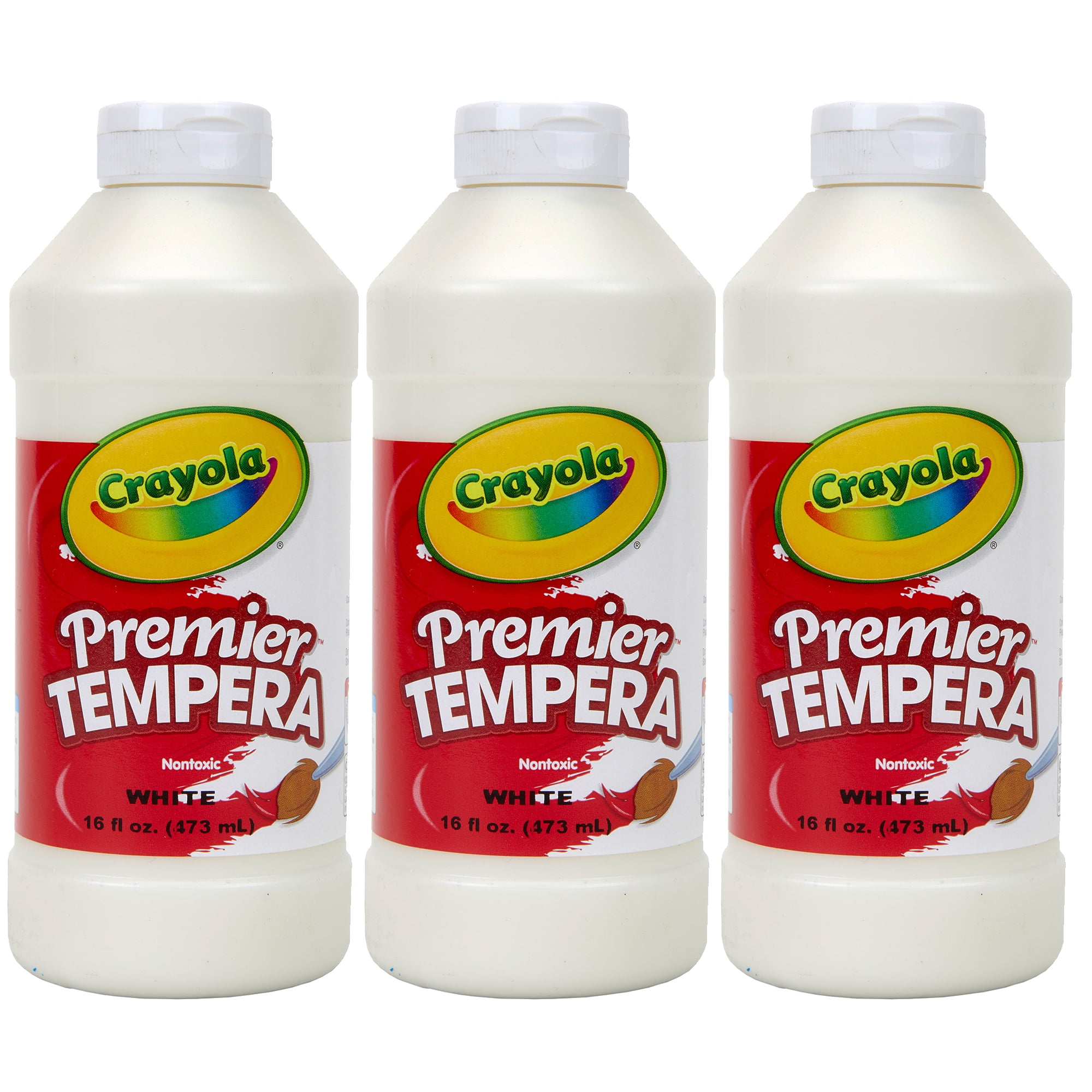 Crayola Premier Tempera Paint, 16 oz, White, Pack of 3
