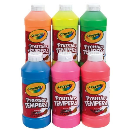 Crayola Premier Non-Toxic Tempera Paint, 1 Pint Squeeze Bottle, Fluorescent Orange/Yellow